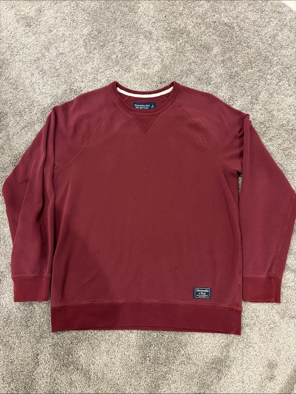 Abercrombie & Fitch Men's Small Maroon / Wine Crewneck Sweatshirt